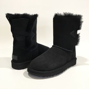 UGG Bailey Flex Classic Boots 1129790 -Black Suede /Sheepskin -US 7 -NEW